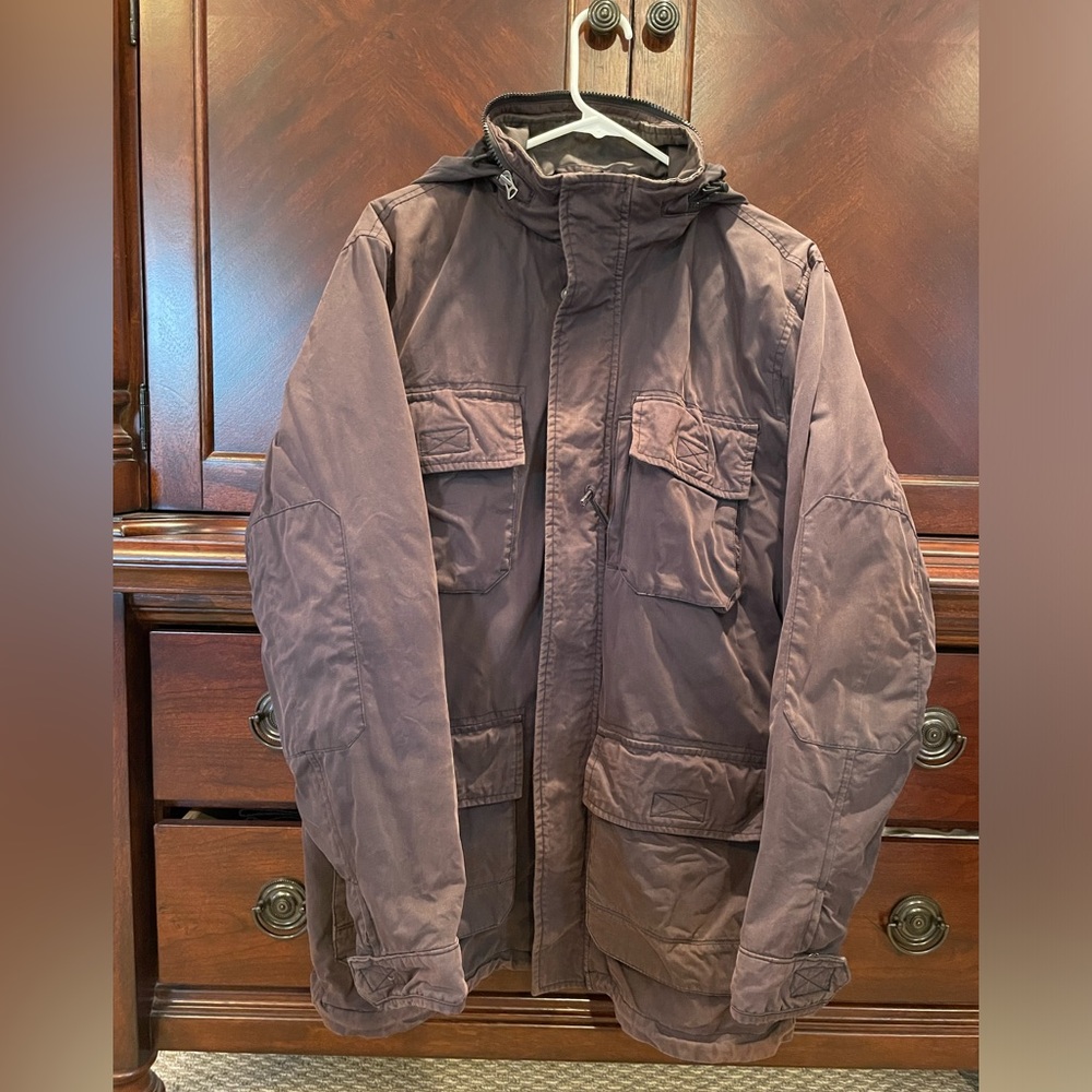 Men's large Abercrombie and Fitch faded black look winter coat